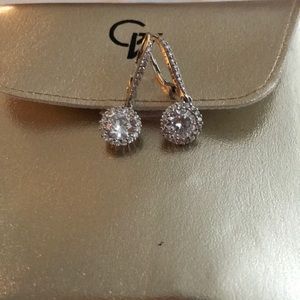 Genevive 14K over Silver CZ Drop Earrings